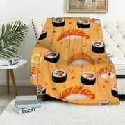 Akjvoe Sushi Fish Roe Throw Blankets Super Soft Fluffy Comfortable Flannel Fleece Cozy Plush Blanket for Couch Bed Travel