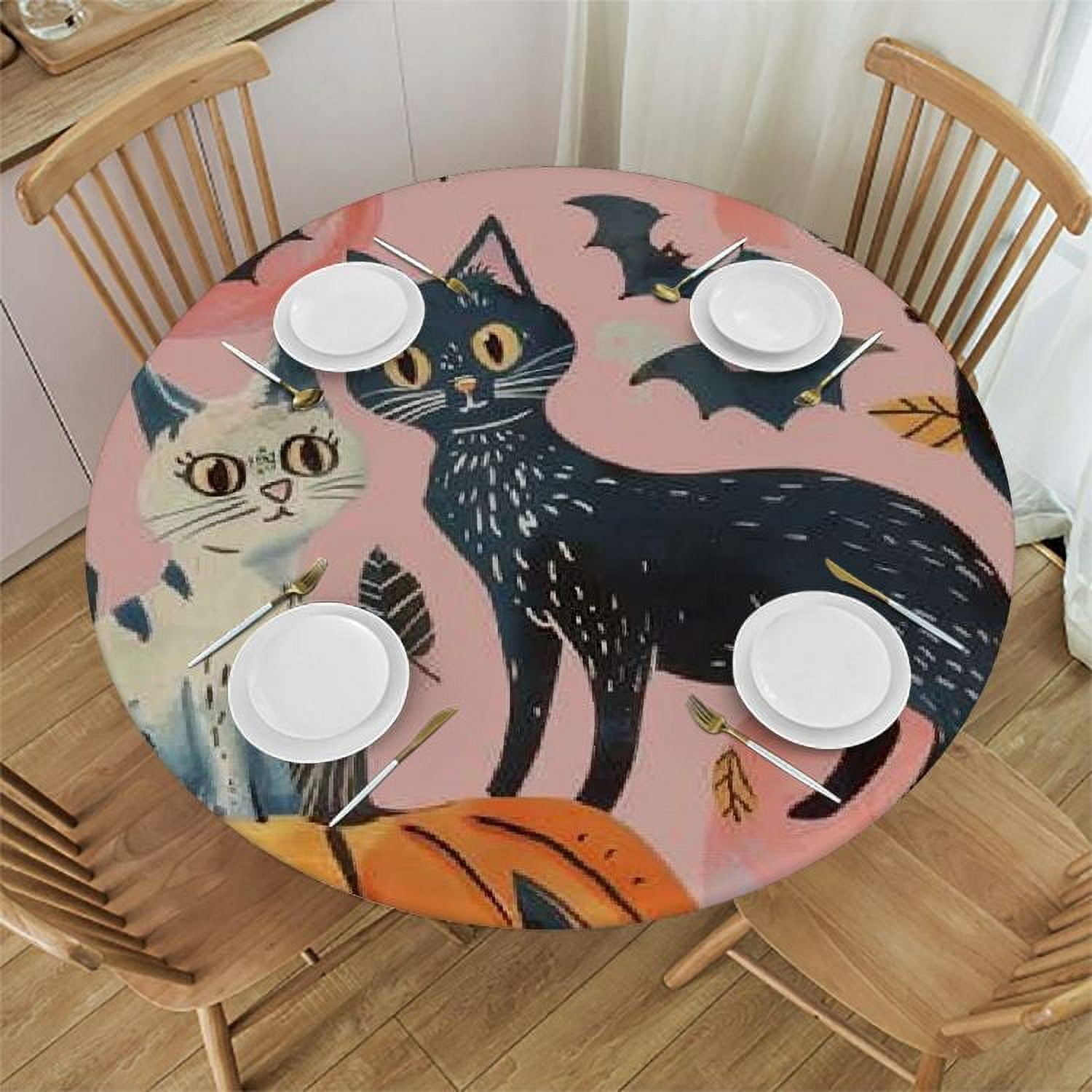Ethyie Halloween Tablecloth, Spider Web And Pumpkin Table Cloth, Bat