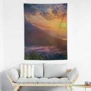 Akjvoe Tapestry Wall Hanging Nc Sunrise Blue Highlands Ridge Mountains in Scenic Appalachia Overlook Smoky Nature Parks Outdoor Bedspread Picnic Sheet Wall Decor  30x40in