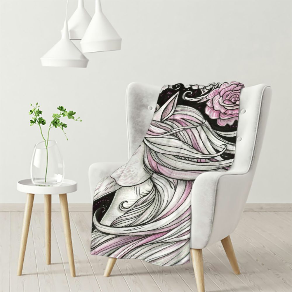 Akjvoe Throw Blanket,Fantasy Unicorn Rainbow Heart Flannel Soft Cozy