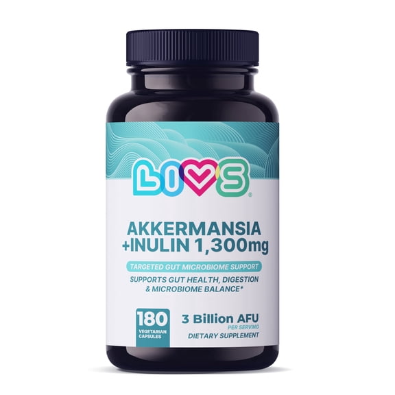 LIVS Nutrition Akkermansia and Inulin Capsules 3 Billion AFU and 1170mg Inulin 180 Count Pack of 1