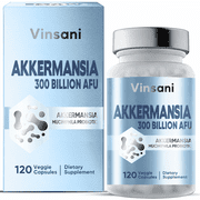 Akkermansia Muciniphila Probiotic Dietary Supplement, 300 Billion Afu, 120 Veggie Capsules, Supports Gut Health & Digestive Wellness