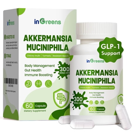 Akkermansia Muciniphila Probiotic for Gut Management - GLP-1 Boosting Supplement with Chicory Inulin, Turmeric, Resistant Starch, Vegan & Gluten Free - 60 Day Supply