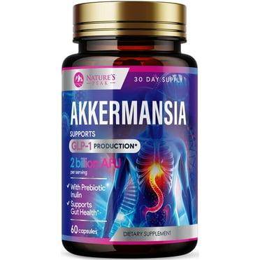 Akkermansia Probiotic Supplement - 2 Billion AFU GLP-1 Supplement with Prebiotic Fiber - Akkermansia Muciniphila GLP-1 Probiotics for Women & Men - Digestive, Gut & Immune Support - 60 Capsules