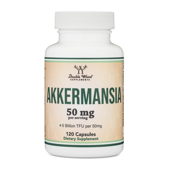 Akkermansia Supplement, 60 Servings, 120 x 25 mg Capsules, Supports Gut & Immune Health, Double Wood Supplements