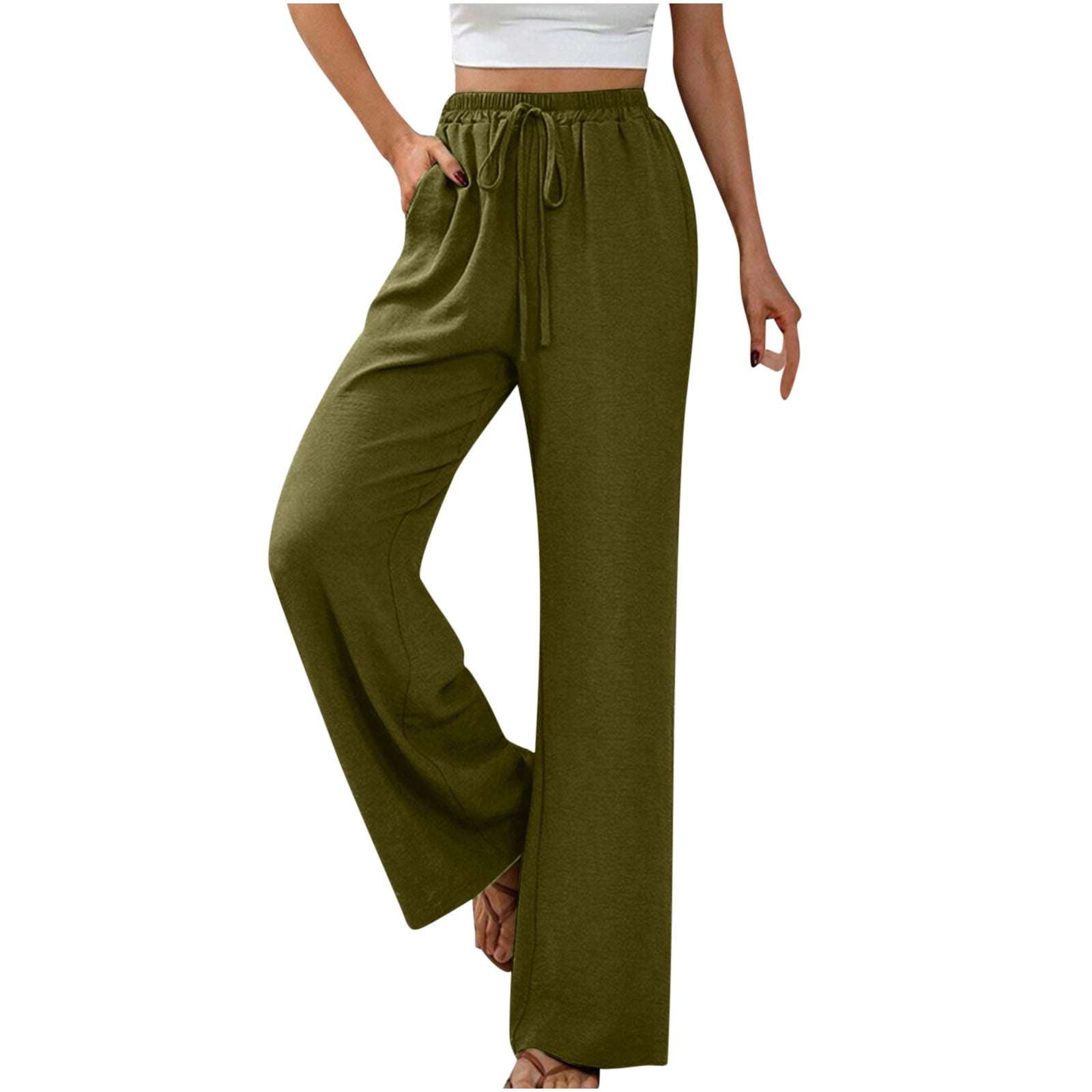Akklian Casual Pants for Women Straight Leg Relaxed Fit High Waisted ...