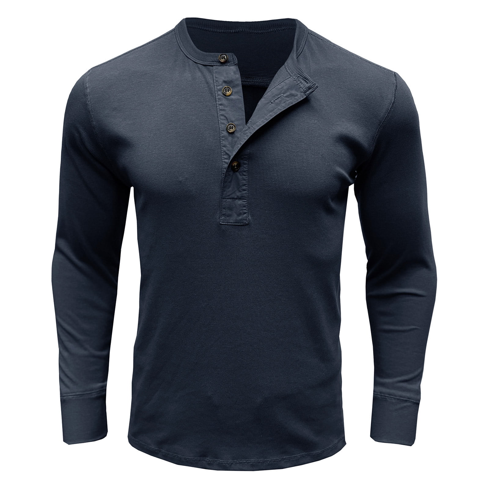 Akklian Men's Slim Fit Long Sleeve Henley Shirts Basic Button Down