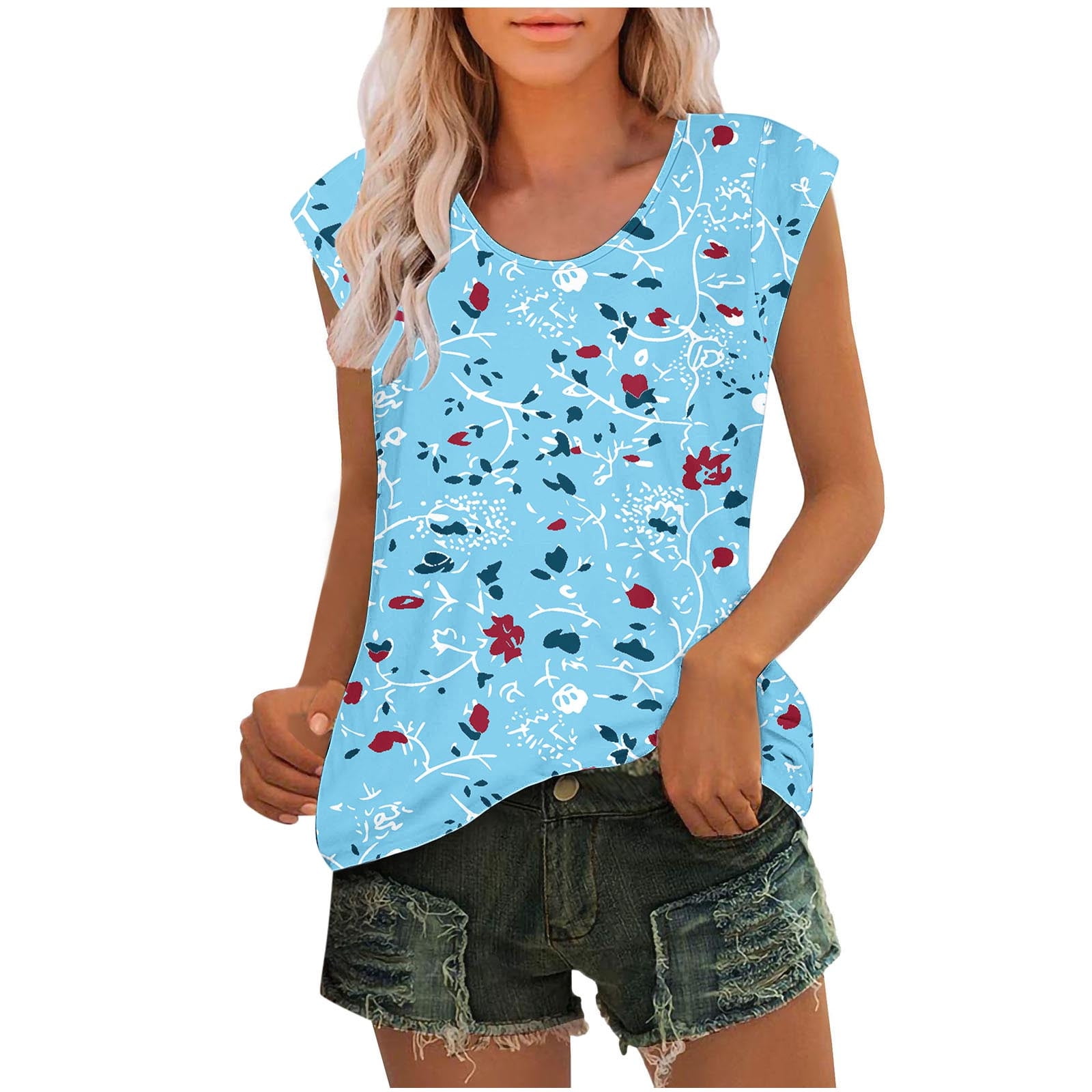 Akklian Ribbed Workout Tank Sleeveless Tees for Women Funny T Shirts