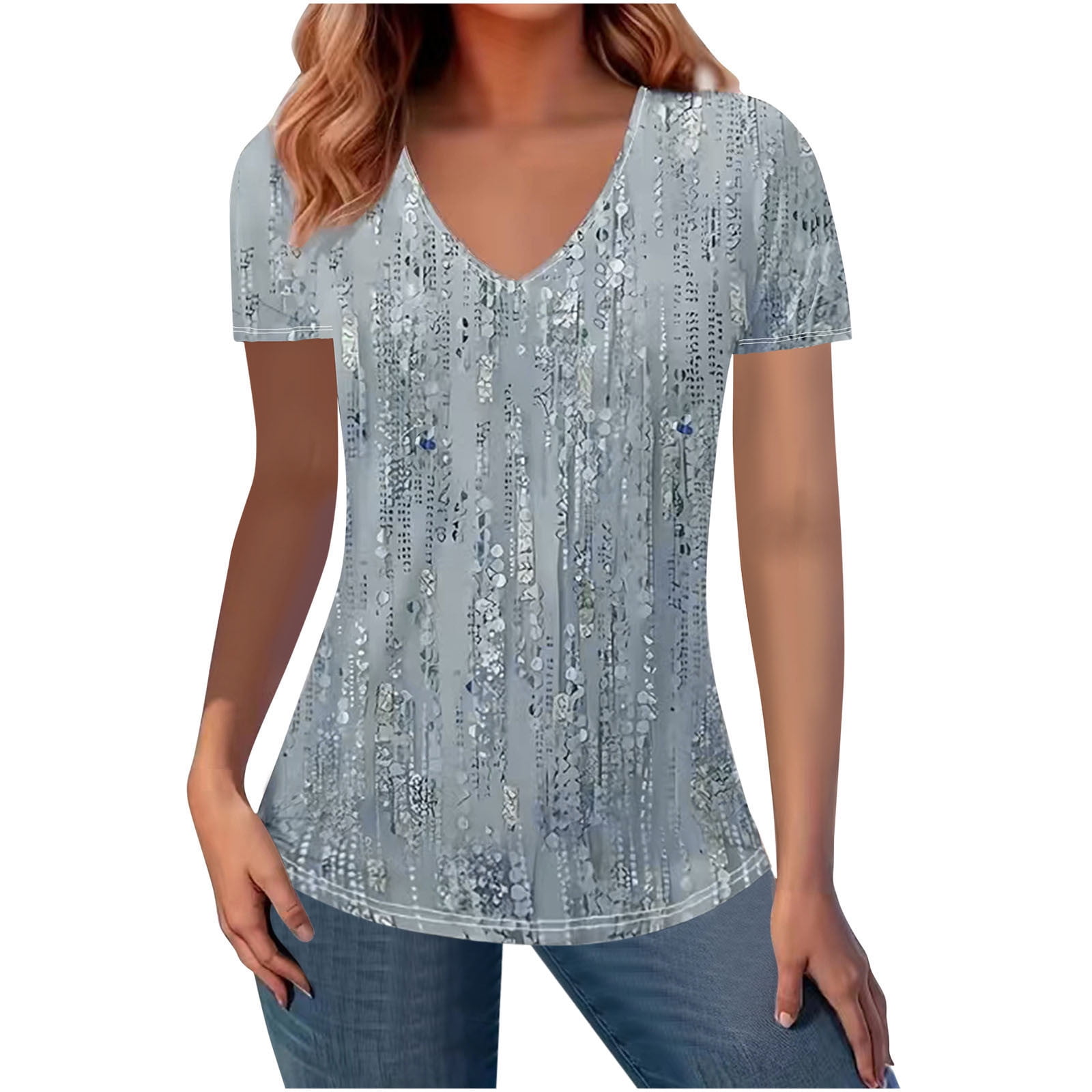 Akklian Womens Short Sleeve Tops Plus Size Business Casual Tops for ...