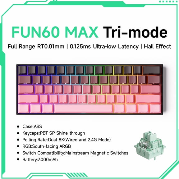 Akko MonsGeek FUN60 PRO&MAX HE Magnetic Keyboard 60% Machanical Gaming Keyboards Rapid Trigger 8K Custom Keyboard Gamer Esports