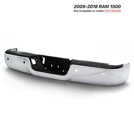 Akkon for 09-18 Ram 1500 10-12 2500 3500 w/ Sensor Holes Rear Bumper w/ Black Step Pad Fits select: 2011-2012 DODGE RAM 1500, 2019-2023 RAM 1500 CLASSIC