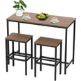 thumbnail image 1 of Aklaus Bar Table and Chairs Set 44" Dining Table Set Pub Bar Table with 2 Stools 3-Piece Kitchen Breakfast Table Set for Living Room Dining Room Sturdy Metal FrameBrown, 1 of 16