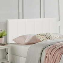 Aklaus Modern Adjustable Upholstered Headboard for Queen Size Bed - White Faux Leather