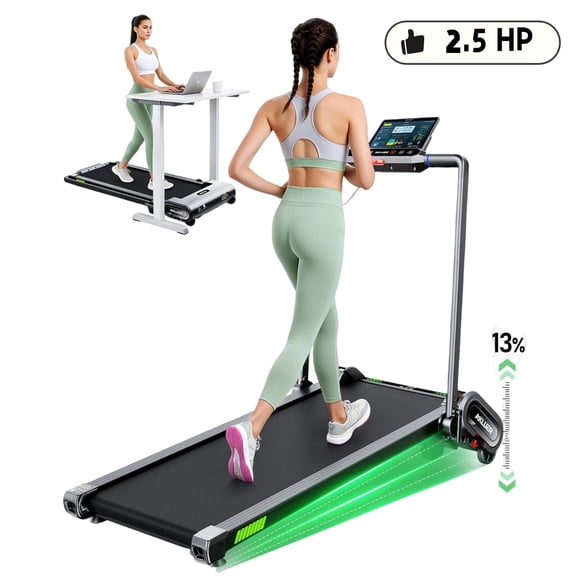 Akluer 13% 6-Level Auto Incline Walking Pad, Treadmill with Remote Control, 330Lbs Capacity, Powerful 2.5HP Motor, LED Display for Home & Office Use