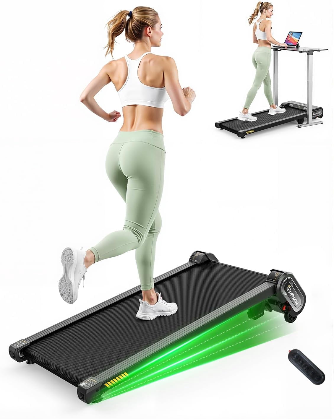 Akluer 13% 6-Level Walking Pad with Auto Incline - Treadmill with Auto Incline and Remote Control, 330Lbs Capacity Portable Under Desk Treadmill for Home Office, LED Display