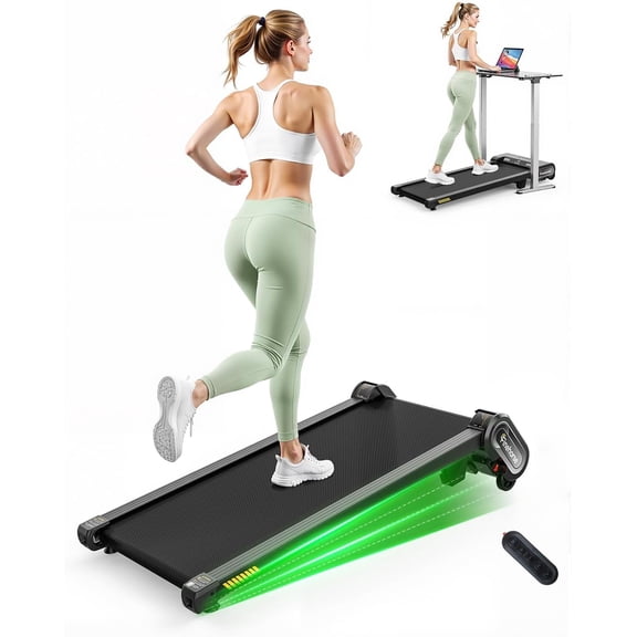 Akluer 13% 6-Level Walking Pad with Auto Incline - Treadmill with Auto Incline and Remote Control, 330Lbs Capacity Portable Under Desk Treadmill for Home Office, LED Display