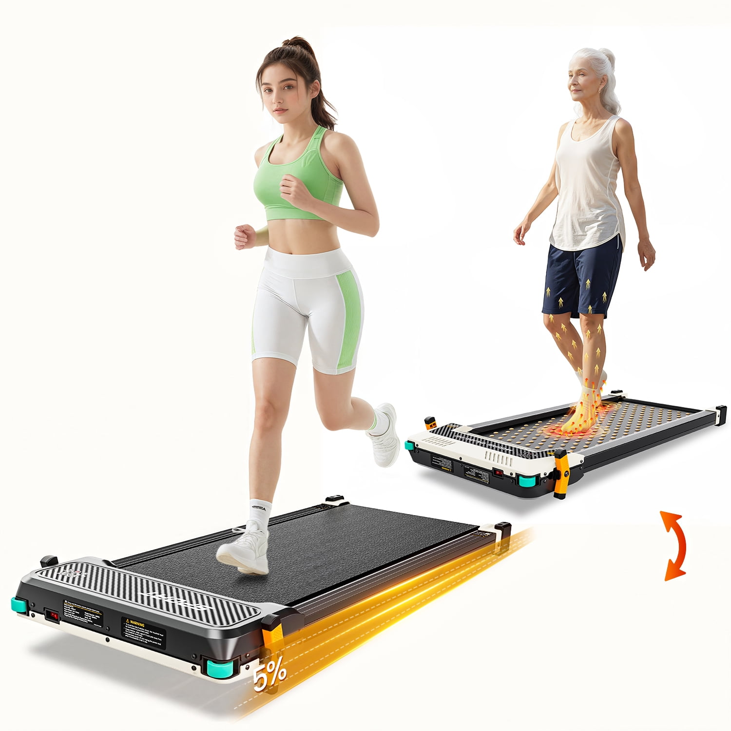 Akluer 2-in-1 Walking Pad Treadmill with Incline & Foot Massage, 2.5HP Quiet Motor, Adjustable Speed 0.6–4.0 MPH, LED Display, 330 lb Capacity