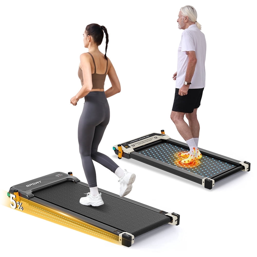 Akluer 520 Dual-Sided Under Desk Treadmill with Shiatsu Foot Massager, Walking Pad with Incline, 2.5HP Quiet Motor, LED, Black