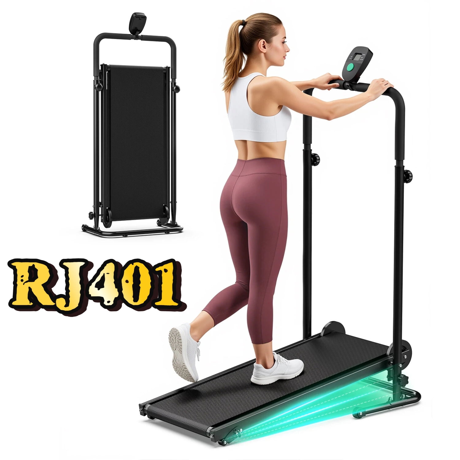 Akluer Manual Walking Treadmill with Fixed Incline, Non-Electric Compact Treadmill for Home Exercise, Quiet Motor-Free Design, Anti-Slip Belt
