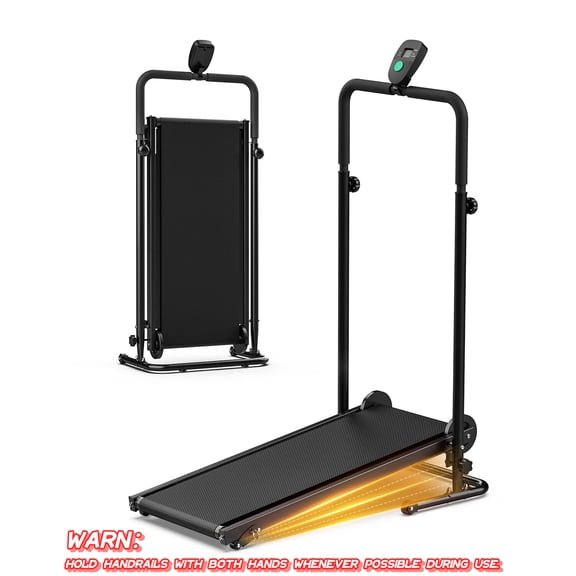 Akluer Non-Electric Manual Treadmill with Fixed Incline, Compact Motorless Walking & Jogging Treadmill for Home Gym, Anti-Slip Belt, Space-Saving Design