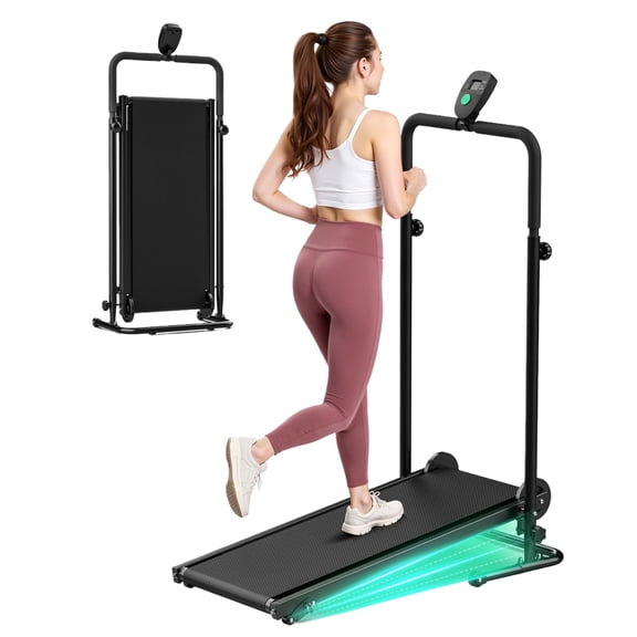 Akluer Non-Electric Manual Treadmill with Fixed Incline, Compact Motorless Walking & Jogging Treadmill for Home Gym, Anti-Slip Belt, Space-Saving Design