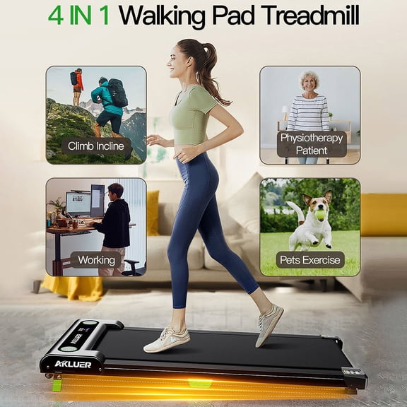 Akluer Walking Pad with Incline, Installation-Freefor Jogging,Running at Home Office2.5HP Under Desk Treadmill with Remote Control, LED Display, 330lbs Max Capacity480L-A