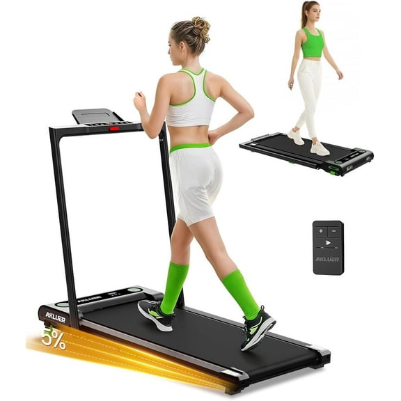 Akluer Walking Pad Treadmill - 2.5HP Under Desk Treadmill w/ Incline, Remote Control & LED Display, Compact for Home