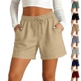 thumbnail image 1 of Akmaiox Biker Shorts for Women High Waisted Elastic Drawstring Waistband Running Shorts with Pockets Breathable Lightweight for Summer Outdoor Gym Workout Shorts S-3XL, 1 of 7