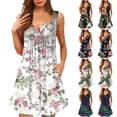 thumbnail image 1 of Akmaiox Dresses for Women Summer Floral Print Sleeveless Button Down Dress Casual Loose Beach Vacation Sundress S-2XL, 1 of 5