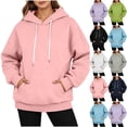 thumbnail image 1 of Akmaiox Hoodies for Women Long Sleeve Drawstring Hooded Sweatshirts Oversized Pullover Tops Streetwear Sweatshirts with Pockets Gifts for Women S‑2XL, 1 of 7