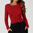 thumbnail image 1 of Akmaiox Long Sleeve Shirts for Women, Solid Color Crew Neck Trendy Going Out Tops, Slim Fitted Base Layer Undershirts Stretchy Basic Tees, 1 of 7
