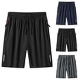 thumbnail image 1 of Akmaiox Men's Plus Size Gym Shorts Lightweight Reflective strips hem Drawstring Waistband with Zipper Pockets for Summer Beach Wear S-7XL, 1 of 6