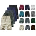 thumbnail image 1 of Akmaiox Men's Plus Size Gym Shorts Lightweight Reflective strips hem Drawstring Waistband with Zipper Pockets for Summer Beach Wear S-7XL, 1 of 5