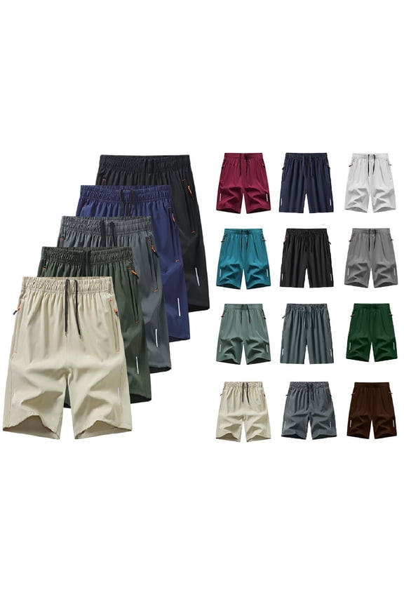 Men's Plus Size Gym Shorts Lightweight Reflective strips hem Drawstring Waistband with Zipper Pockets for Summer Beach Wear S-7XL