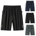 thumbnail image 1 of Akmaiox Men's Plus Size Gym Shorts Lightweight Reflective strips hem Drawstring Waistband with Zipper Pockets for Summer Beach Wear S-7XL, 1 of 5