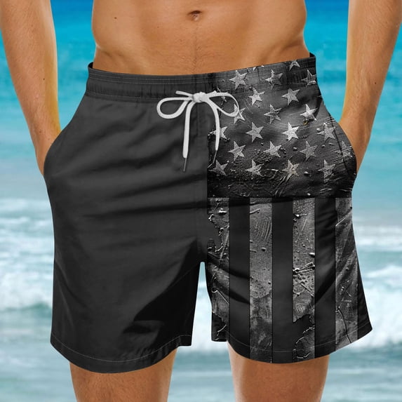 Akmaiox Men's Swim Trunks 5/7 Inch Printed Gym Shorts wtih Pockets Drawstring Casual Beach Shorts for Summer Swimming Workout S-5XL