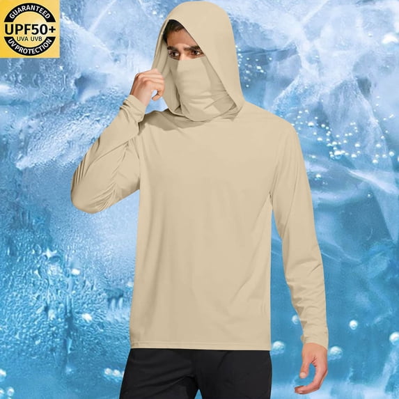 Akmaiox Men's UPF 50+ Long Sleeve Shirts Solid Color Sun Protection ...