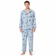 thumbnail image 1 of Akmaiox Mens Pajamas Set Cotton 2 Piece Long Sleeve Lapel Button Down Shirt Elastic Waist Pants Casual Loose Lounge Sleepwear Sets, 1 of 5