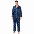 thumbnail image 1 of Akmaiox Mens Pajamas Set Cotton 2 Piece Long Sleeve Lapel Button Down Shirt Elastic Waist Pants Casual Loose Lounge Sleepwear Sets, 1 of 5