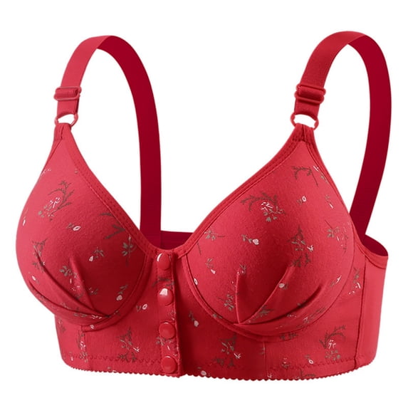 Akmaiox Plus Size Bras for Women, Full Support Wirefree Front Closure Push Up Bra, Soft Comfy Seamless Everyday No Underwire Lingerie for Women