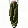 thumbnail image 1 of Akmaiox Wide Leg Sweatpants for Women, Plus Size Drawstring Waist Workout Joggers with Pockets, Casual Comfy Outdoor Hiking Pants, 1 of 7