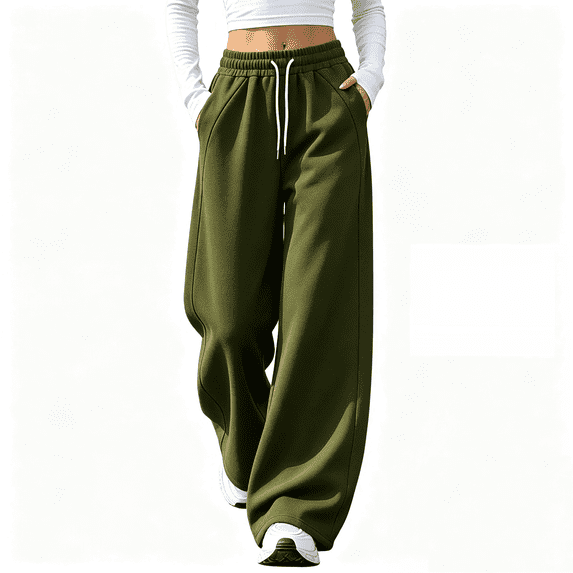 Akmaiox Wide Leg Sweatpants for Women, Plus Size Drawstring Waist Workout Joggers with Pockets, Casual Comfy Outdoor Hiking Pants