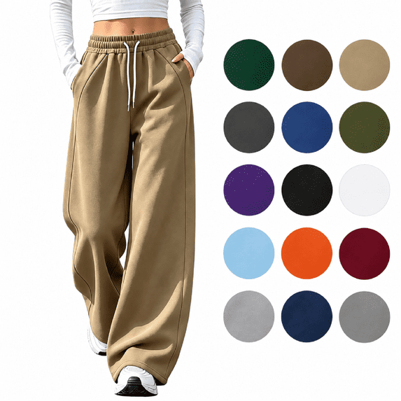 Akmaiox Wide Leg Sweatpants for Women, Plus Size Drawstring Waist Workout Joggers with Pockets, Casual Comfy Outdoor Hiking Pants
