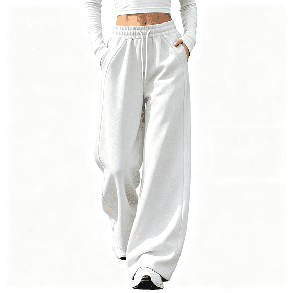 Akmaiox Wide Leg Sweatpants for Women, Plus Size Drawstring Waist Workout Joggers with Pockets, Casual Comfy Outdoor Hiking Pants