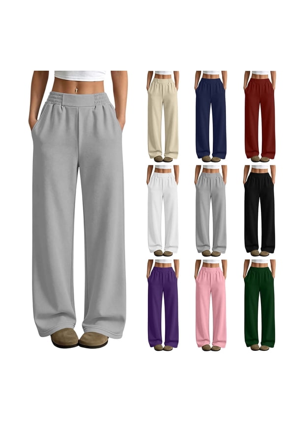 Sweatpants for Women,Elastic High Waist Straight Leg Palazzo Pants with Pockets,Fall Winter Loose Athletic Climbing Hiking Pants S-2XL