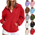 thumbnail image 1 of Akmaiox Womens Oversized Sweatshirts Half Button Lapel Pullover Elastic cuffs Fashion Hoodies Loungewear Clothes with Pockets S‑2XL, 1 of 9