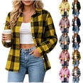 thumbnail image 1 of Akmaiox Womens Plaid Shirts Long Sleeve Button Down Lapel Lightweight Jacket Oversized Trendy Streetwear Fall Winter Coats S-2XL, 1 of 9