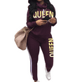 thumbnail image 1 of Akmipoem 2 Piece Sweatsuit Women Cowl Neck Letter Print Trackpants Tracksuit Outfits Purple S, 1 of 5