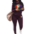 thumbnail image 1 of Akmipoem 2 Piece Sweatsuit Women Lips Graphic Print Cowl Neck Long Sleeve Tracksuit Outfit Purple M, 1 of 5