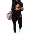 thumbnail image 1 of Akmipoem 2 Piece Sweatsuit Women Plus Lips Graphic Print Cowl Neck Long Sleeve Tracksuit Outfit Black 3XL, 1 of 5